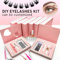 Kit d'extensions de cils en gros, effet naturel, courbure D, 80D et 100D, cils en grappe épais avec étiquette privée