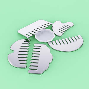 Catégorie de produit Peigne de massage Gua Sha en acier inoxydable 304 avec logo personnalisé Guasha de soins de santé en métal argenté pour la tête et le cuir chevelu - Product Image 4