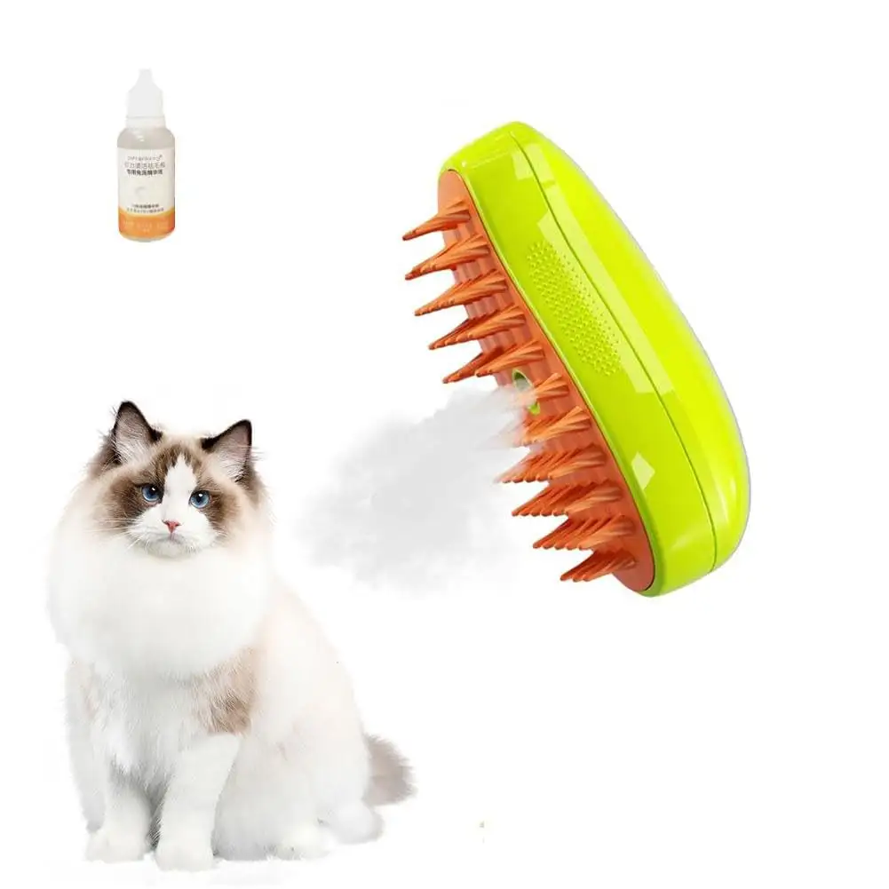 Cat Grooming Brush Pet Hair Remover Comb Multifunctional Self Cleaning 3 in 1 Cat Steam Brush with Leave-On Essence