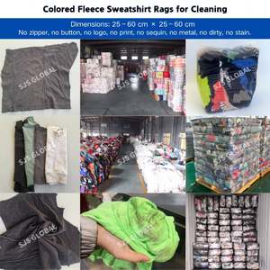 Bolsas de trapos de colores variados de 10 kg, trapos de forro polar reciclado de colores mixtos, trapos de algodón para limpiar sudaderas, verificados - Product Image 5
