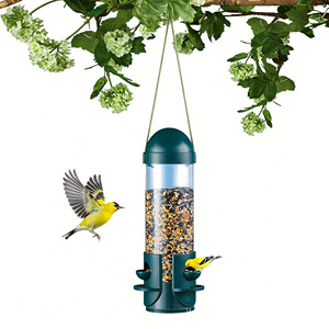 Mangeoire et abreuvoir solides pour oiseaux d'extérieur, en <span class=keywords><strong>plastique</strong></span> vert, avec bol suspendu, modèle niche à oiseaux pour fenêtre, en promotion - Product Image 1