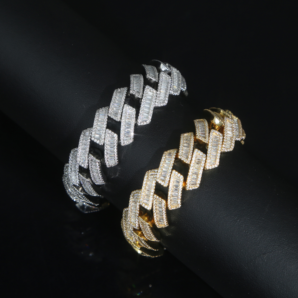 Iced Out Bling 19mm Rectangle CZ Cuban Link Chain Bracelet