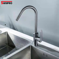 Robinet de cuisine SANIPRO gris en acier inoxydable SS304, mitigeur chaud/froid à poignée unique, vente directe usine