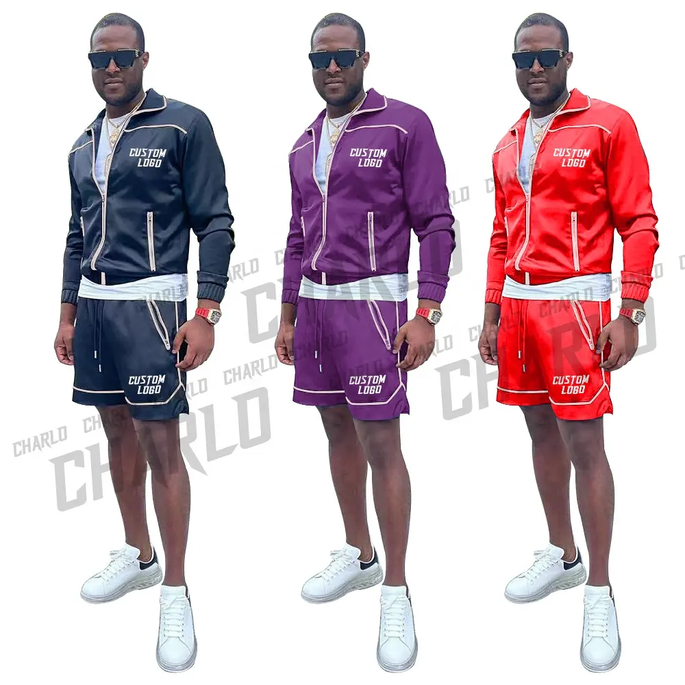 custom short set men jacket Shorts reflect Sweatsuit Brand Summer Casual Two Piece fashion men reflective tracksuit sets