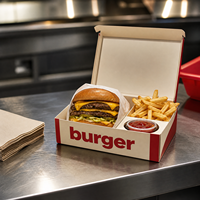 Emballages alimentaires en gros, écologiques, biodégradables, avec logo personnalisé, pour hamburgers, frites, etc., avec laminage mat et revêtement UV