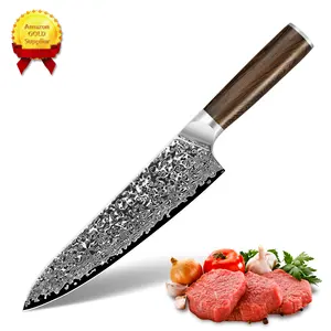 10% 关闭定制标志文格木柄8英寸大马士革厨师选择刀在易趣顶级热卖刀
