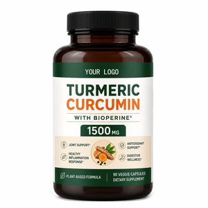 Capsules d'extrait de curcuma biologique pour la santé des articulations et du cœur, soutien énergétique, usage adulte, sans gluten, 90 capsules - Product Image 1