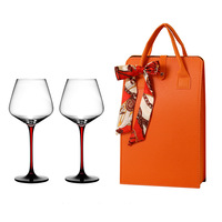 Verre à vin rouge en cristal de luxe personnalisé en gros, couleur personnalisée, capacité de 400 à 600 ml, emballage en boîte cadeau pour les fêtes de mariage