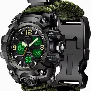 Orologio di Sopravvivenza Tattico Multifunzionale con Bussola Digitale Intrecciata a Mano in Paracord per Arrampicata e Uso Portatile - Product Image 6