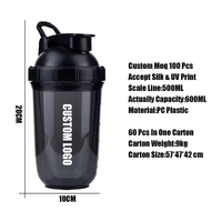 Bouteille d'eau réutilisable de haute qualité avec logo personnalisé en plastique pour protéines, café, lait, boisson directe, gym, sport, shaker pour mélange
