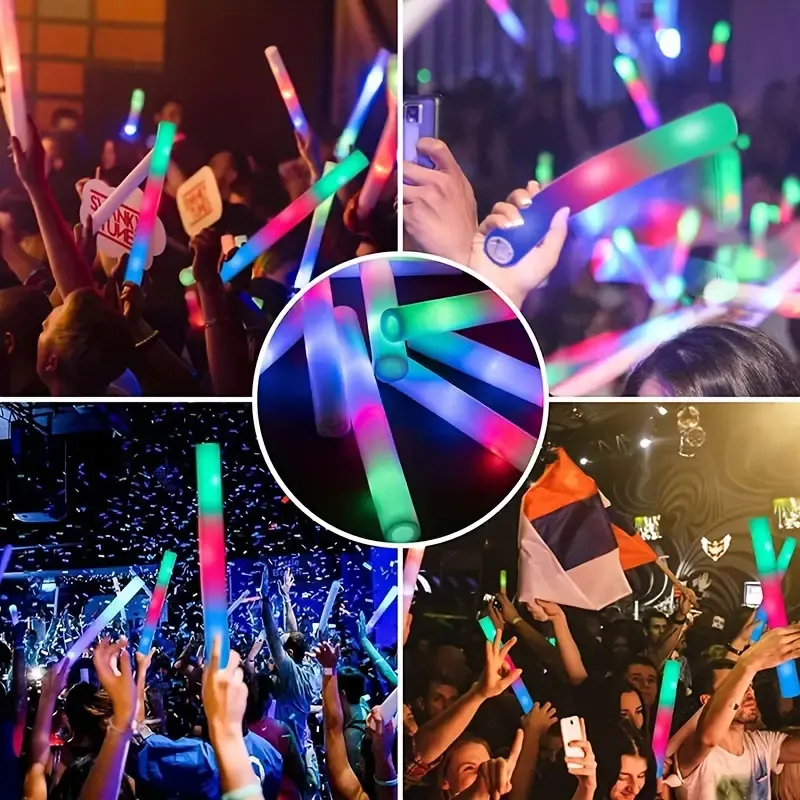 Nhà máy tùy chỉnh Led bọt Glow Sticks 3 chế độ màu sắc thay đổi Đảng đám cưới Glow Sticks nhấp nháy gậy phát sáng