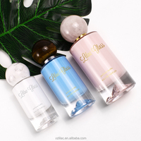 Flacon de parfum de luxe en verre rose avec vaporisateur à sertir, 40 ml, 55 ml, 100 ml, flacon de parfum unique avec bouchon en marbre