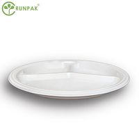 10 pouces 3 compartiments pas cher emporter nouveau Style assiette jetable alimentaire jetable assiette ronde 500 pièces/carton