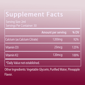 ODM/OEM Hot Sales <b>Calcium</b> Citrate <b>Liquid</b> Drops, Immune, Bone and Teeth Health Support, Pineapple Flavor - Product Image 2