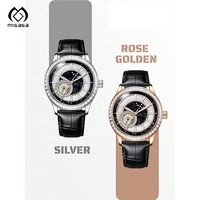 Montres de Tourbillon saphir personnalisées noires et dorées avec logo bracelet en cuir véritable Nh35 montre de plongée hommes