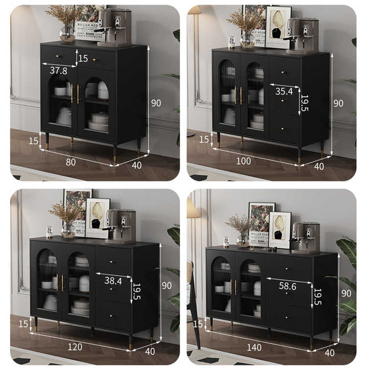 Modern Black Living Room Furniture Decorative Glass Wooden Sideboard