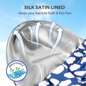 หมวกคลุม<span class=keywords><strong>ผม</strong></span>อาบน้ำแบบปรับได้ ผ้าซาตินบุซับใน ใช้ซ้ำได้ กันน้ำ สองชั้น สำหรับผู้หญิง - Product Image 4