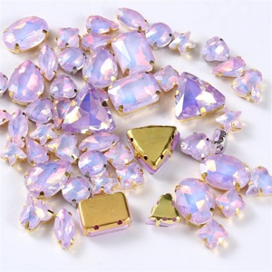 Oleeya Mocha Opal Rhinestones Wholesale Silver/<b>Gold</b> <b>Button</b> Popular Colors Mix Shapes Sew on Rhinestones Claw Wedding Dress - Product Image 5