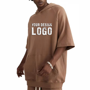 Sweat-shirts pour hommes à manches courtes, épaules tombantes, surdimensionnés, logo personnalisé, décontractés, sport, manches courtes, sweat-shirts pour hommes - Product Image 2