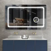 Miroir de salle de bains intelligent à LED, antibuée, argenté, vente en gros,