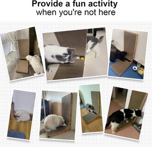 Griffoir pour chat en bois écologique en forme de L avec jouet d'escalade et poteau à griffer détachable - Fournitures pour animaux de compagnie - Product Image 5
