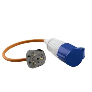 European Standard 16A 230V Orange UK 3 Pin Plug To Female Hook Up Power Extension Cable Lead