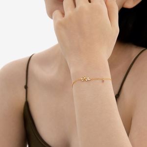 Bracelets Dylam au design délicat, plaqués or 18 carats avec revêtement électrolytique, chaîne à maillons, pendentif fleur en zircone 5A, haute joaillerie - Product Image 5
