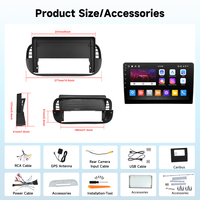 Autoradio Android Podofo Double Din 9 pouces avec Carplay sans fil, Android Auto, GPS pour FIAT 500 2007-2015, fournisseur en gros OEM