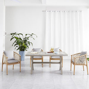 Pháp Phong Cách Giải Trí Ngoài Trời Nhôm Lưới Vải Sợi Dây Thừng Ghế Và Bảng Thiết Lập Sân Vườn Vòng Bàn Và Ghế - Product Image 6