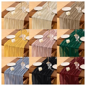 Nappe <span class=keywords><strong>de</strong></span> fromage translucide en gaze moderne personnalisée <span class=keywords><strong>de</strong></span> toutes les couleurs pour la maison, <span class=keywords><strong>mariage</strong></span> ou fête, chemins <span class=keywords><strong>de</strong></span> <span class=keywords><strong>table</strong></span> inclus - Product Image 1