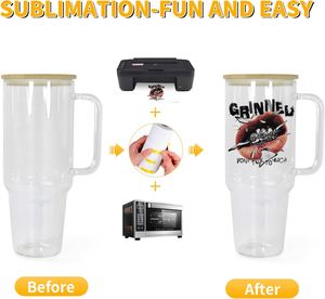 40oz Glass Tumbler <b>with</b> Handle 2 Pack Glass Tumbler <b>with</b> Straw and <b>Lid</b> Clear Glass Water <b>Cup</b> <b>Reusable</b> Iced Coffee <b>Cup</b> - Product Image 6