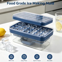 Bac à glaçons à pression avec récipient de rangement, moule à glaçons de qualité alimentaire pour réfrigérateur domestique, glaçons faits maison