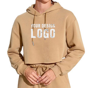 Sweat-shirt court à capuche décontracté pour femme, style sport, épaules tombantes, coupe ample, style Spice Girl, vente en gros - Product Image 5