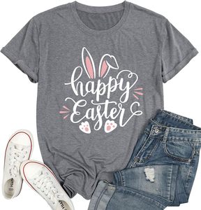T-shirt da donna in cotone a maniche corte con stampa divertente di coniglietto pasquale e scritta divertente - Product Image 4