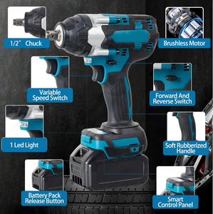 Llave Eléctrica <span class=keywords><strong>de</strong></span> Alto Torque para Reparación Automotriz, con Placa <span class=keywords><strong>de</strong></span> Carga sin Escobillas, Batería <span class=keywords><strong>de</strong></span> Litio <span class=keywords><strong>de</strong></span> 21V, <span class=keywords><strong>Pistola</strong></span> <span class=keywords><strong>de</strong></span> <span class=keywords><strong>Impacto</strong></span> <span class=keywords><strong>de</strong></span> Alta Resistencia - Product Image 5