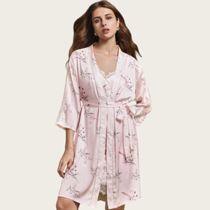 Bata Kimono Personalizada para Mujer, Suave, de Manga 3/4, Viscosa de Bambú, Ropa de Dormir, Bata Casual, Albornoz, Bata de Lujo para Damas - Product Image 1