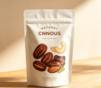 Sachet refermable personnalisé en Mylar blanc mat avec fermeture éclair, qualité alimentaire, pour noix et fruits secs