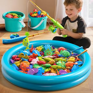 Ensemble de jouets de pêche avec des poissons en plastique colorés et des cannes à pêche pour les enfants de 8 à 14 ans, jeu de piscine unisexe, fabriqué en Chine - Product Image 2