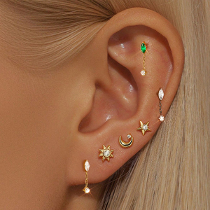 Toposh Titanium Fashion Labret <span class=keywords><strong>Piercing</strong></span> d'<span class=keywords><strong>oreille</strong></span> avec zircon taille marquise et pendentif pour <span class=keywords><strong>piercing</strong></span> cartilage, hélix et conque - Product Image 2