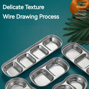 Hàn Quốc 304 thép không gỉ hình chữ nhật Nước Sốt món ăn kim loại nước sốt container nước tương món ăn Bộ đồ ăn BBQ nhà hàng bên nhà - Product Image 3