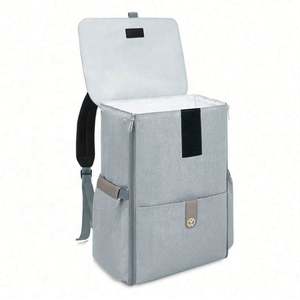 Diseño de fábrica al por mayor Pu cuero tapa bolsa de pañales mochila Tote gris negro Bolsa de pañales - Product Image 3