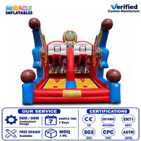 Jeu de basket gonflable commercial à double station avec thème All-Star Trophy, double panier pour carnaval de basket