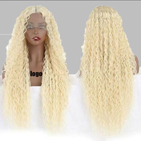 Portable africain avant dentelle perruque cheveux longs bouclés moelleux grande vague bouclés demi-tête perruque femme perruque demi-tête