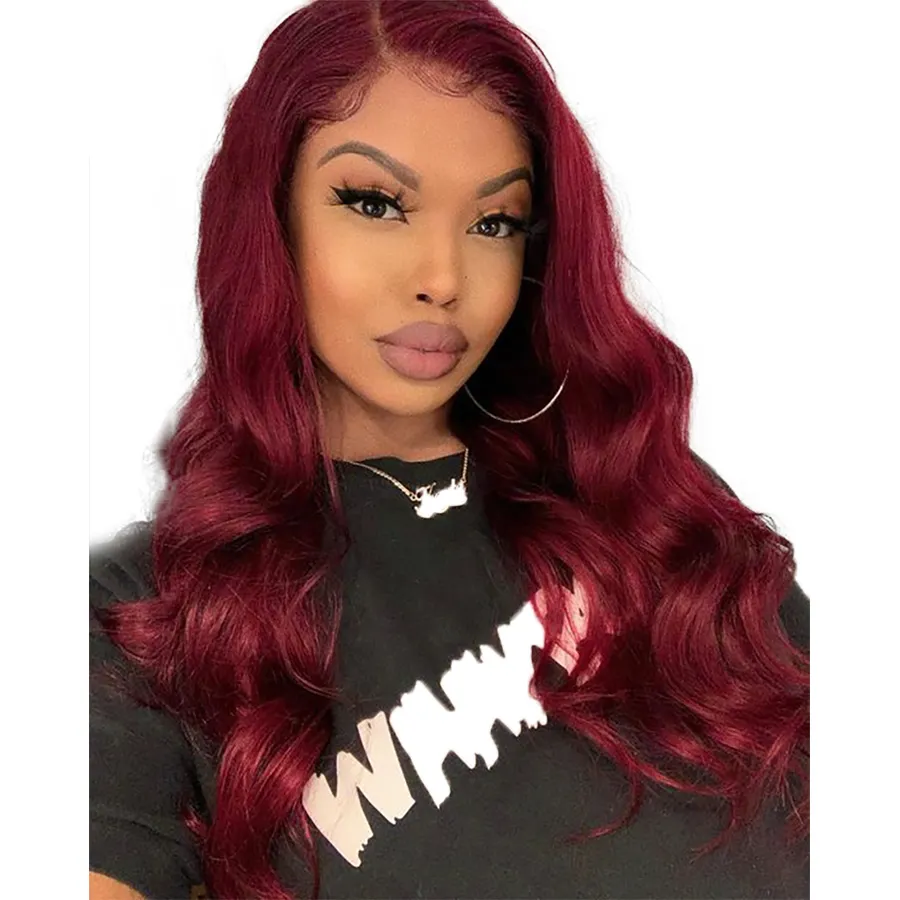 Hair Wigs Wholesale Remy Brazilian Hair Glueless 99j Lace Front Wig Blonde 99j Red Wigs Grade 10A Human Hair Lace Front Wigs For Women