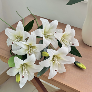 Flores de Lirio Artificiales de Larga Duración al por Mayor, Decoración con 2 Cabezas, Arreglos Florales para Bodas, Decoración para Mesa de Comedor y Sala de Estar - Product Image 1