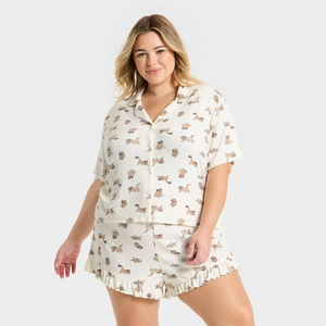 Ensemble pyjama d'été personnalisé pour femme, imprimé, mignon, à manches courtes et short, avec taille élastique, pour le loungewear féminin - Product Image 4