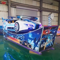Manège attrayant 'Moon Race Ride' au design de voiture de course dynamique, 'Star Speed Flying Car', pour centres commerciaux, fêtes foraines et parcs d'attractions