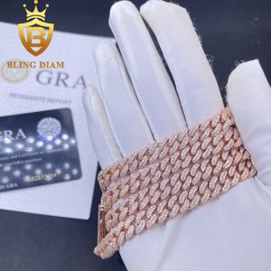 <span class=keywords><strong>Set</strong></span> <span class=keywords><strong>Collana</strong></span> <span class=keywords><strong>e</strong></span> <span class=keywords><strong>Bracciale</strong></span> <span class=keywords><strong>Uomo</strong></span> 8mm Hip Hop Iced Out, Catena Miami Cuban in Oro Rosa, Moissanite <span class=keywords><strong>e</strong></span> Argento Sterling 925 - Product Image 4