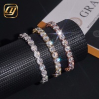 Venta al por mayor de fábrica: Cadena de tenis de moissanita VVS de plata S925 de 6.5mm, collar de diamantes chapado en oro rosa, joyería unisex de hip hop.