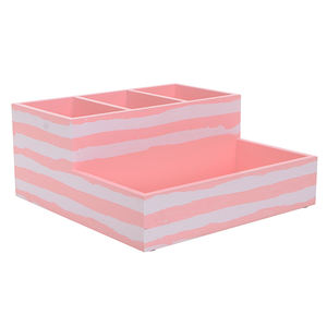 Morden Stylish Home Decor Practical Wooden Desktop Organize <b>Pink</b> Stripe Shape <b>Desk</b> Organizer for Home or Office - Product Image 3